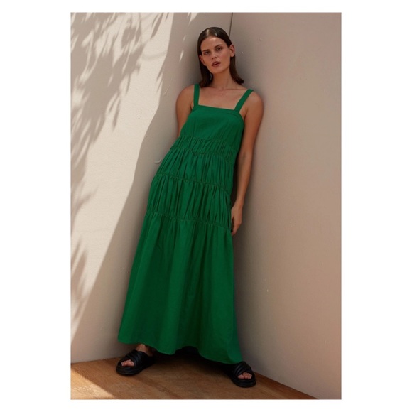 New! RUE STIIC Elsa Linen Blend Tiered Maxi Dress - Picture 4 of 12